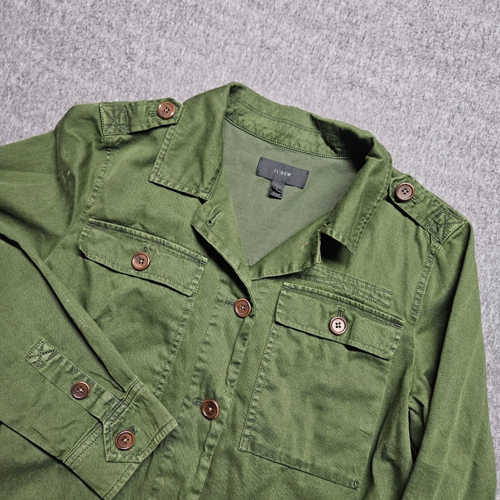 J.Crew Field Jacket Women Small Olive Green Military Utility Cotton G0219
